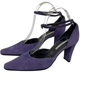 Luciano‎ Barachini Suede Purple Ankle Strap Pumps Shoes Women's Size 37.5